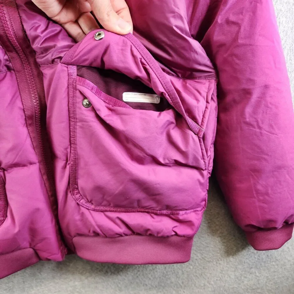 Ivivva Jacket Girls 14 Pink Down Puffer Coat By Lululemon Hide Away Hood Quilted
